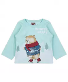 Blusa de Inverno para Bebe Menino Urso Verde