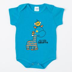 Body Azul Unissex para Bebe com Estampa de Girafinha