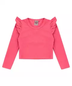 Camiseta de Inverno Infantil Feminina Basica Pink