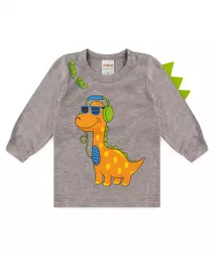 Camiseta de Inverno para Bebe Menino Dino Mescla