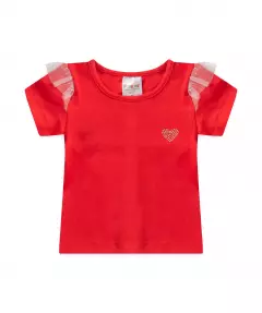 Camiseta Infantil Feminina Basica Vermelha