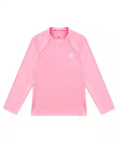 Camiseta Infantil Feminina de Protecao UV 50+ Rosa