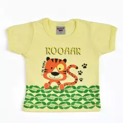 Camiseta para Bebe Menino Amarelo com Estampa de Tigre