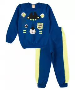 Conjunto de Inverno Infantil Masculino Tigre Azul