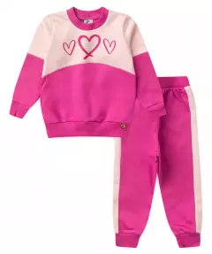 Conjunto de Inverno para Bebe Menina Coracao em Pink