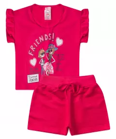 Conjunto de Verao Infantil Feminino Bonequinhas Pink