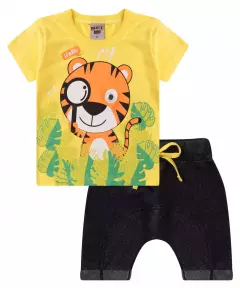Conjunto de Verão para Bebê Menino Tigre Amarelo