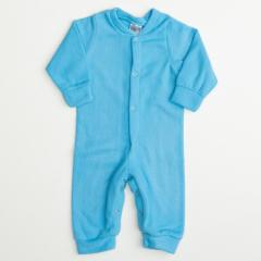 Macacão em Soft Azul para Bebe Menino com Botão de Pressão Frontal