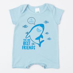 Macaquinho Azul para Bebe Menino Tubarão de Verão