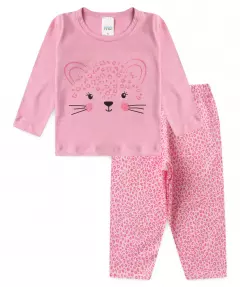 Pijama de Inverno para Bebe Menina Oncinha Rosa