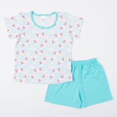 Pijama Infantil Feminino Azul Blusa Ovelhinha e Short 