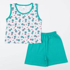 Pijama Infantil Masculino Blusa Monstrinho e Short Verde