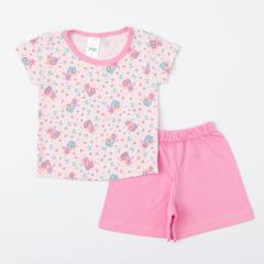 Pijama Rosa para Bebe Menina Blusa Fadinha e Short Básico